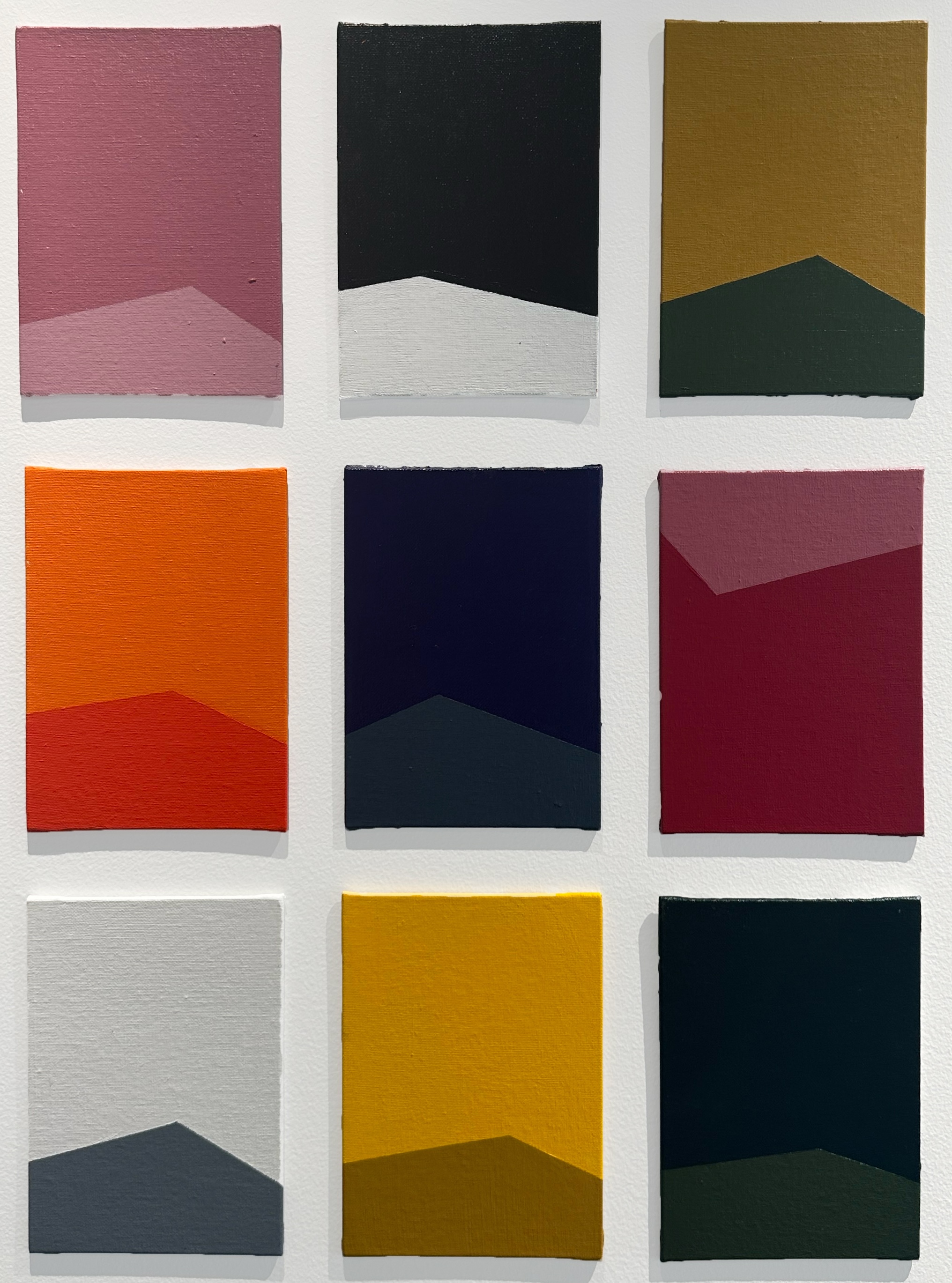 8 + 1, 2023, acrylic paintings on canvas panels by Adda Jones