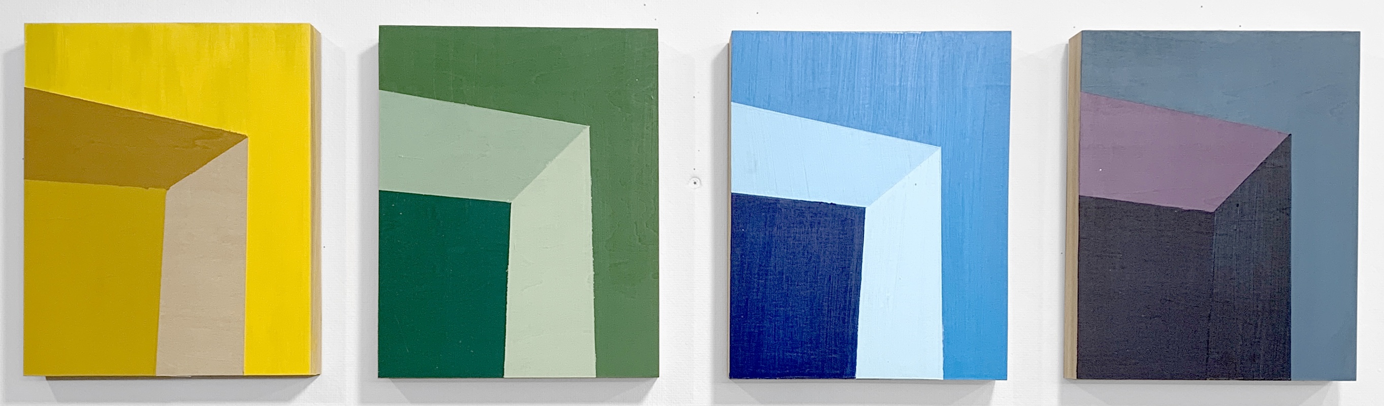 Untitled (Four of a Kind), 2021, acrylic paintings on wood blocks by Adda Jones