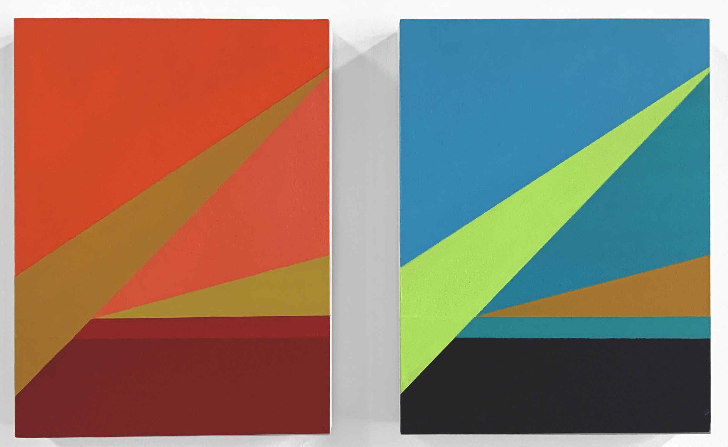 Untitled (two of a kind), 2021, acrylic paintings on wood blocks by Adda Jones